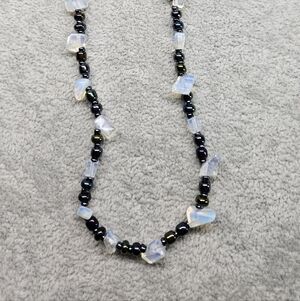 Chic Black and White Beaded Necklace